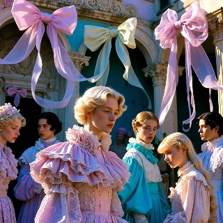 Vintage Coquette Girls with Ribbons and Bows