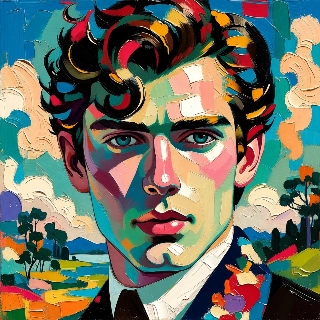 Vintage Oil Painting Portrait Vibrant Strokes