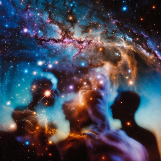 Cosmic Silhouettes in Galaxy Nebula Art