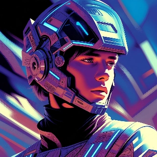 Futuristic Metaverse Avatar in Neon Gear Helmet