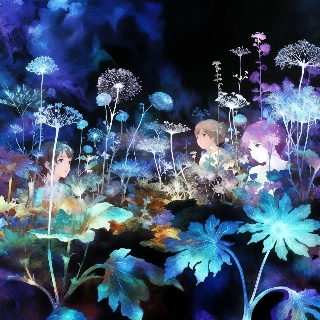 Glowing Bioluminescent Plants Anime Landscape