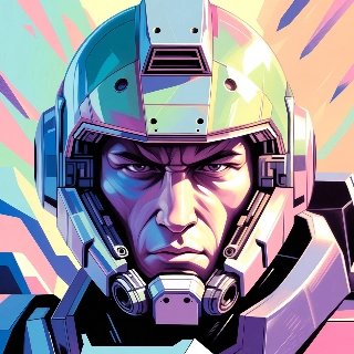 Intense Mecha Robot Pilot Sci-Fi Helmet Portrait