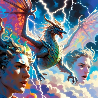 Mystical Dragon Clouds Lightning AI Portrait