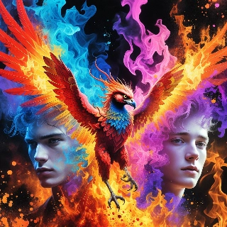 Phoenix Rising Flames AI Portrait