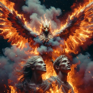 Phoenix Rising Flames and Ash Epic AI Art