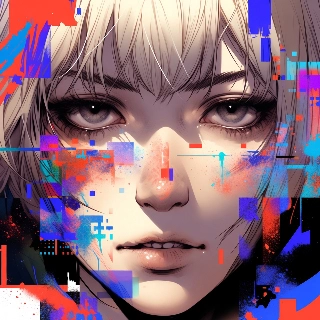 Bit Crushed Digital Distortion Anime Portrait