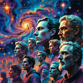 Cosmic Galaxy Nebula Ensemble AI Portrait