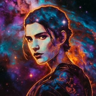 Cosmic Galaxy Nebula Woman Glowing AI Portrait