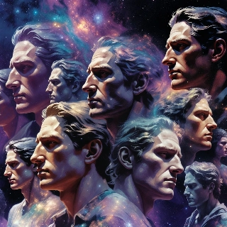 Cosmic Nebula Man Multi-Portrait AI Art