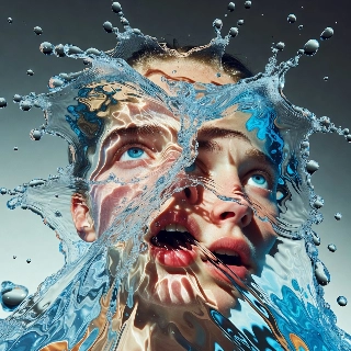 Crystal Clear Water Splash Portrait AI Art