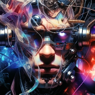 Cyberpunk Anime Cyborg with Mechanical Parts