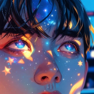 Dreamy Eyes Gazing at Stars AI Portrait