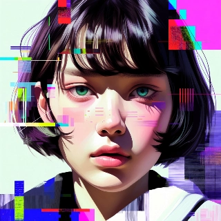 ภาพเหมือนความผิดพลาดทางดิจิทัลในสไตล์ศิลปะ Glitch Art