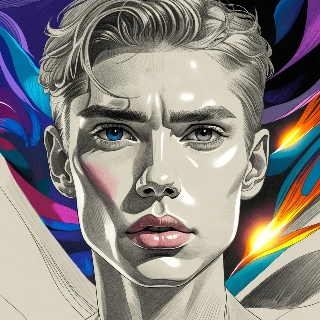 Intense Gaze Male Sketch Drawing Portrait