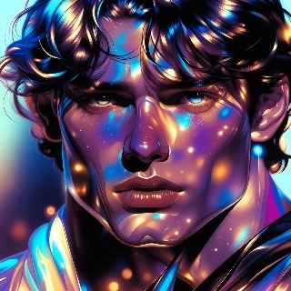 Mysterious Male Portrait in Glassmorphism Style