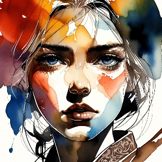 Mysterious Woman in Ink Wash Painting Style