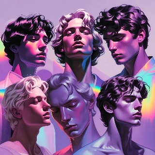 Vaporwave 80s Neon Pastel Purple Male Portrait