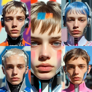 Retrato masculino cyberpunk arcoíris holográfico