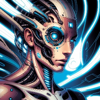Cyberpunk Anime Cyborg with Mechanical Parts