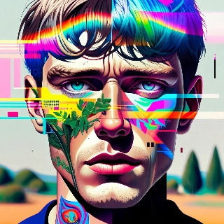 Cyberpunk Double Exposure Nature Human Fusion Portrait