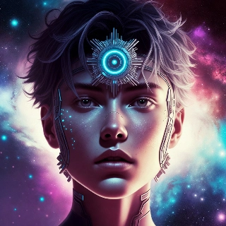 Cyberpunk Galaxy Nebula Girl AI Portrait