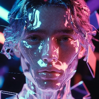 Cyberpunk Glassmorphism Male Portrait Neon Glow