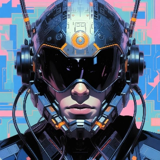 Arte de IA con casco de piloto de mecha cyberpunk de ciencia ficción
