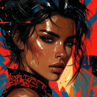 Cyberpunk Oil Painting Portrait with Thick Strokes