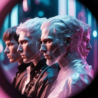 Cyberpunk White-Haired Figure Glassmorphism Effect