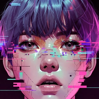 Glitch Art Cyberpunk Portrait with Digital Errors