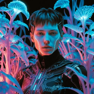 Glowing Bioluminescent Cyberpunk AI Portrait