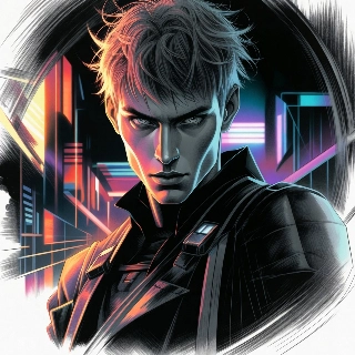 Intense Cyberpunk Male Pencil Sketch Portrait