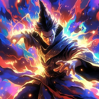 Aesthetic Anime Wizard Casting Magic Energy Spell