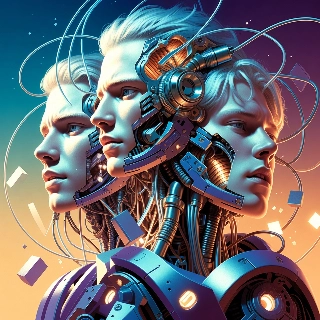 Cyberpunk Anime Cyborg Mechanical Head Portrait