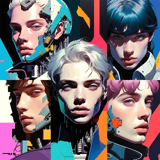 Cyberpunk Anime Mechanical Portraits Aesthetic