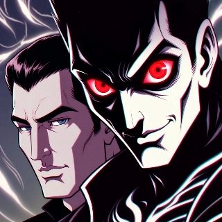 Dark Anime Villain Glowing Red Eyes Portrait