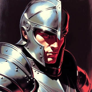 Fantasy Knight in Shining Silver Armor Aesthetic Anime