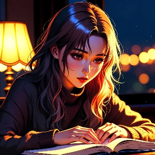 Lo-Fi Anime Girl Studying Night Aesthetic