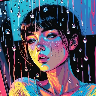 Melancholic Anime Girl Staring at Rainy Window