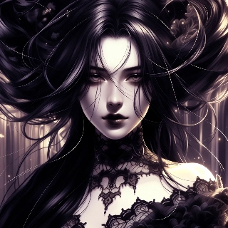 Mysterious Gothic Anime Girl Black Lace Aesthetic