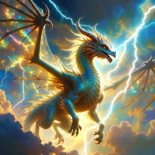 Mystical Dragon in Clouds and Lightning Aesthetic Anime