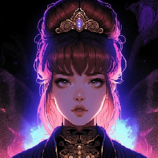Retro Pixel Anime Waifu with Regal Crown