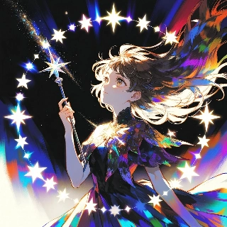 Sparkling Magic Girl Wand Stars Aesthetic Anime