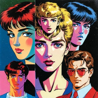 90s Retro Anime Grainy Faces Collage PFP