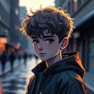 Anime Boy in Hoodie Urban Street Art