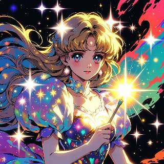 Classic 90s Magical Girl Sparkling Wand Stars