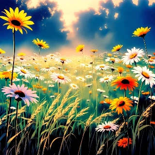 Cottagecore Flower Field Soft Sun Anime PFP