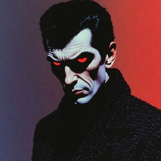 Dark Anime Villain with Red Glowing Eyes