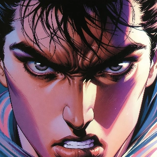 Fierce 90s Anime Warrior Intense Glaring Eyes