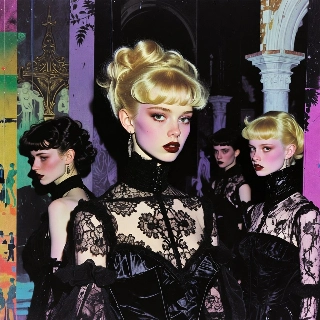 Gothic Chic Blonde in Black Lace Anime PFP
